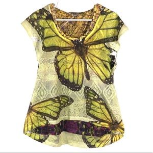 🌹🎉HP🎉🌹Oneworld Yellow Butterfly🦋Floral Top